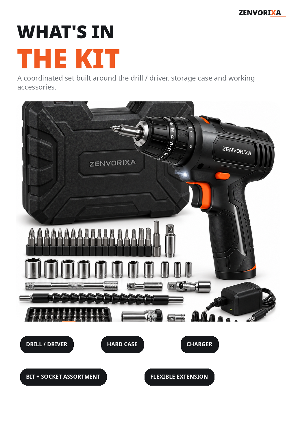 ZENVORIXA Cordless Drill & Driver Accessory Kit detail 6